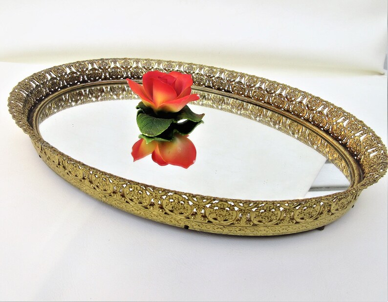 Vintage Perfume Tray Table Top Mirror Dresser Mirror Tray Etsy