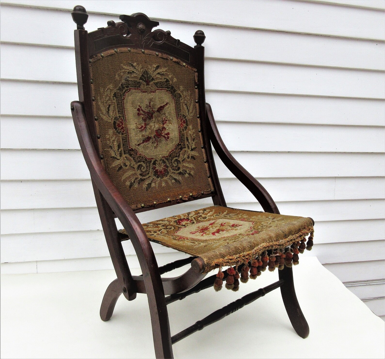 Antique Victorian Folding Chair Campaign Chair Etsy