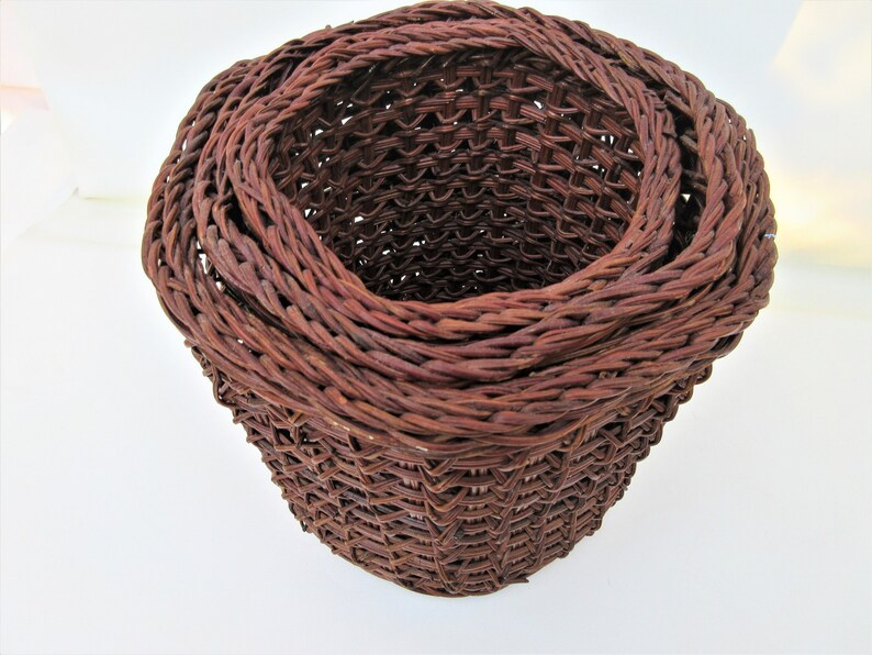 Vintage Nesting Baskets Stacking Wicker Baskets Set of 3 Etsy