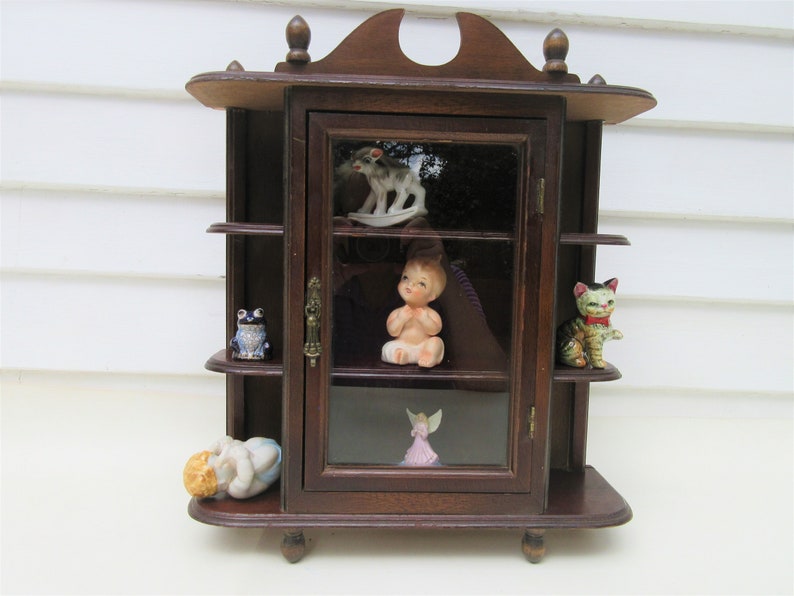 Vintage Curio Cabinet Wood Glass Display Case Knick Knack Etsy