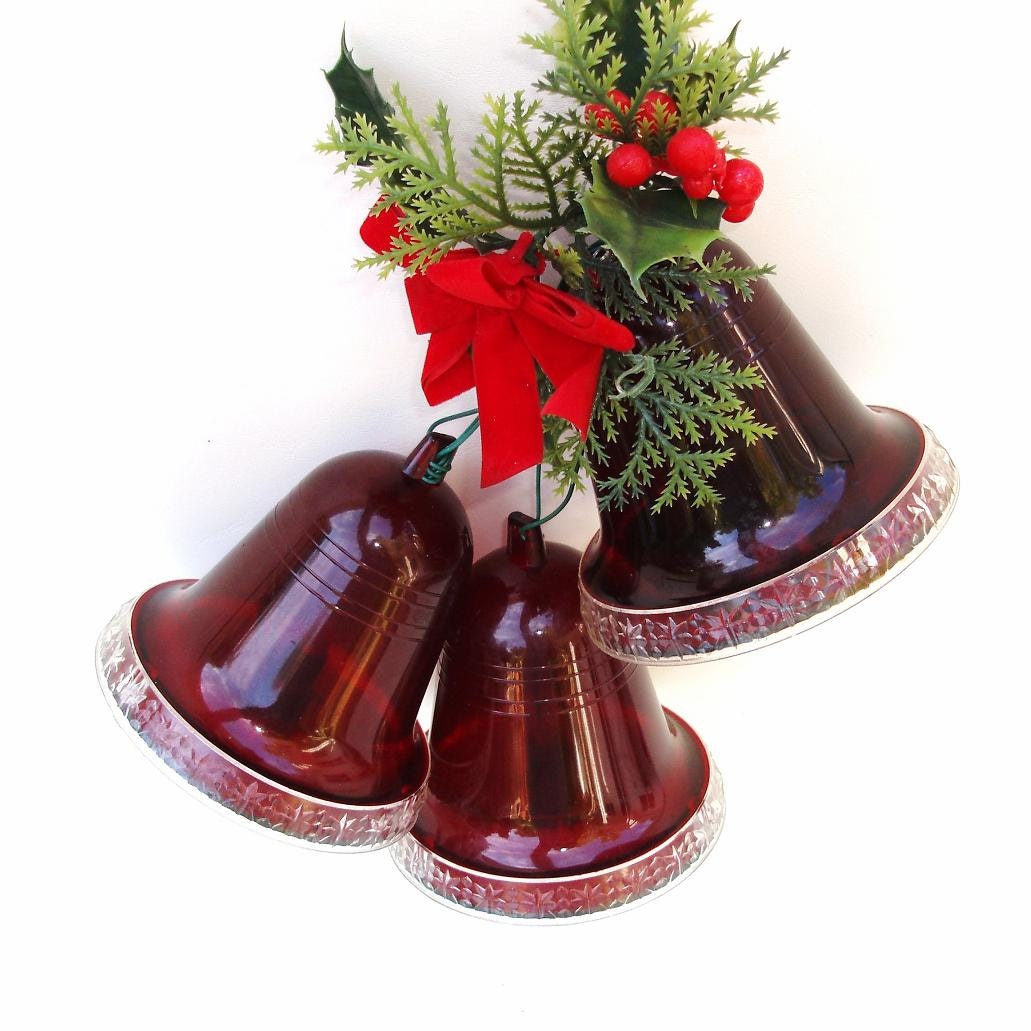 Vintage Christmas Musical Bells Red Lighted Bell Plastic | Etsy