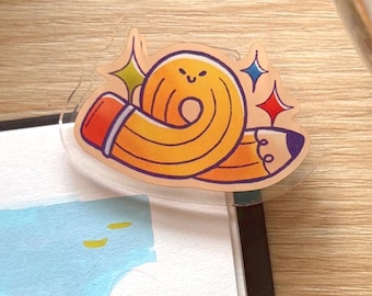Curled pencil acrylic binder clip