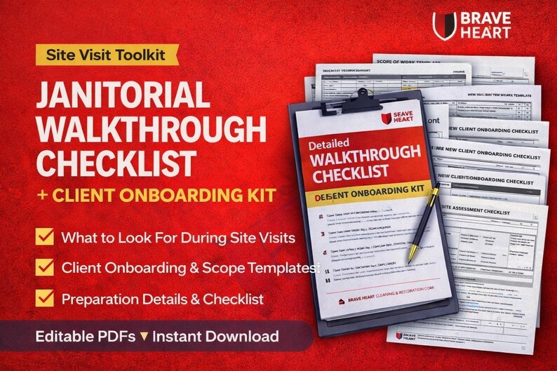 Janitorial Walkthrough Checklist + Client Onboarding Kit | Site Visit ...