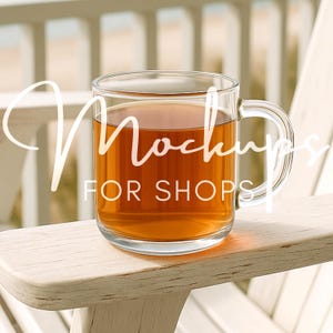 Printify 10oz Clear Glass Mug Mockup, High Quality Beach Coffee Cup Mockup, Real Clear Glass Mug Product, Minimalist Mockup