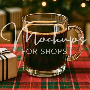 10oz Printify Clear Glass Mug Mockup, High Quality Christmas Coffee Cup Mockup, Real Clear Glass Mug Product, Minimalist Mockup