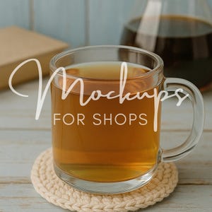 10oz Printify Clear Glass Mug Mockup, High Quality Boho Coffee Cup Mockup, Real Clear Glass Mug Product, Minimalist Mockup