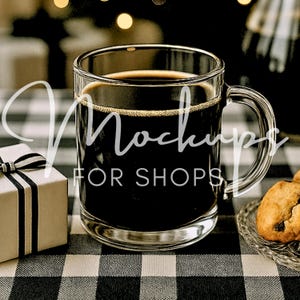 10oz Printify Clear Glass Mug Mockup, High Quality Christmas Coffee Cup Mockup, Real Clear Glass Mug Product, Minimalist Mockup
