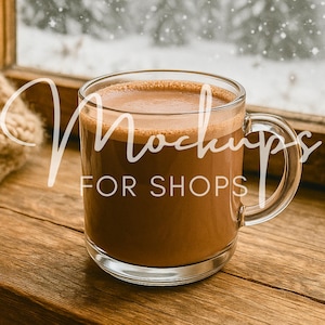 10oz Printify Clear Glass Mug Mockup, High Quality Christmas Coffee Cup Mockup, Real Clear Glass Mug Product, Minimalist Mockup
