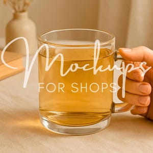 10oz Printify Clear Glass Mug Mockup, High Quality Boho Coffee Cup Mockup, Real Clear Glass Mug Product, Minimalist Mockup
