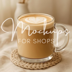 10oz Printify Clear Glass Mug Mockup, High Quality Boho Coffee Cup Mockup, Real Clear Glass Mug Product, Minimalist Mockup
