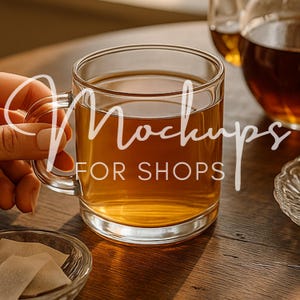 10oz Printify Clear Glass Mug Mockup, High Quality Boho Coffee Cup Mockup, Real Clear Glass Mug Product, Minimalist Mockup