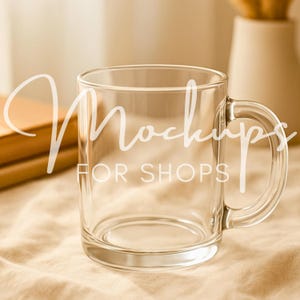 10oz Printify Clear Glass Mug Mockup, High Quality Boho Coffee Cup Mockup, Real Clear Glass Mug Product, Minimalist Mockup