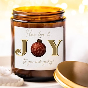 Bougie de Noël Cowboy I Western JOY avec des marques de bovins | Bougie des Fêtes Peace, Love and Joy