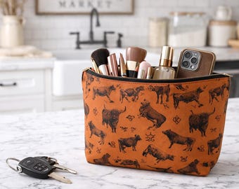 Neceser de maquillaje de marca Western – Neceser Ranch – Organizador de artículos de tocador – Neceser de viaje – Regalo para el Día de la Madre – Neceser pequeño o grande con cremallera
