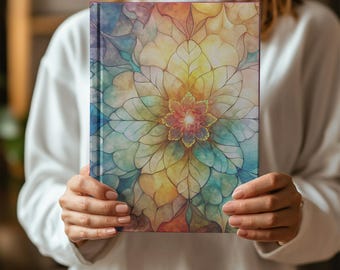 Akvarell Mandala-dagbok, inbunden anteckningsbok, bönedagbok