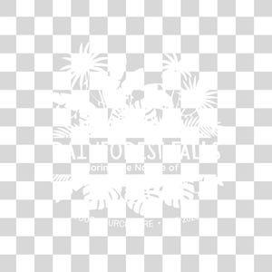 May include: White graphic design with tropical leaves and text. The text reads "AT TO STALS" and "oring e No e of YOUR URC RE 2023". The design is set against a transparent background.