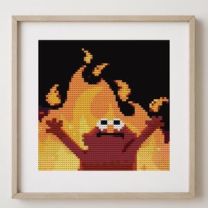 Elmo on fire Cross Stitch Pattern