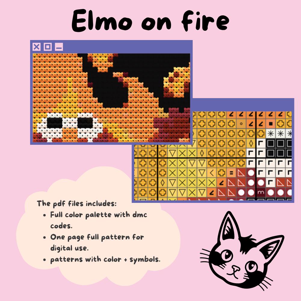 Elmo on Fire Cross Stitch Pattern - Etsy Canada