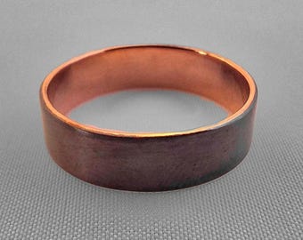 Copper Ring Oxidized Plain Band