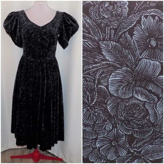 Vintage Laura Ashley Full Circle Skirt Black Velve