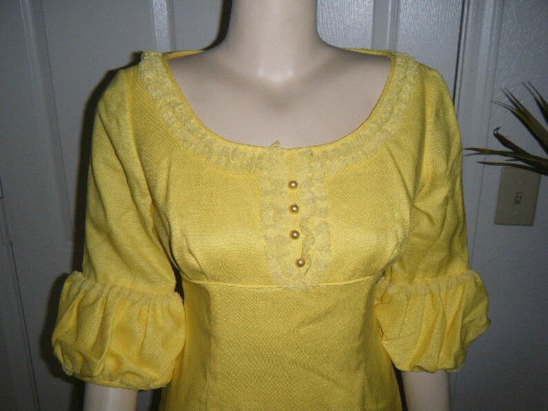Vintage 60/'s Mod Yellow Dress with Edwardian Sleeves
