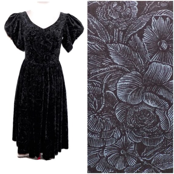 Vintage Laura Ashley Full Circle Skirt Black Velve