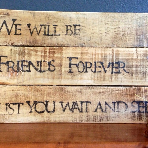 20 PERCENT OFF TODAY! We will be friends forever just you wait and see Winnie The Pooh quote Hand Painted Stenciled Pallet Sign