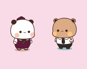 Bubu and Dudu Bear Panda Couple love PNG Images High definition, Kawaii Bubu Dudu Mega Pack Digital Pictures download gift her