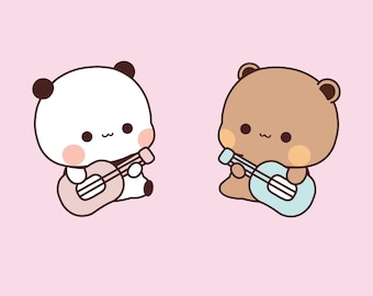 Bubu and Dudu Bear Panda Couple love PNG Images High definition, Kawaii Bubu Dudu Mega Pack Digital Pictures download gift her