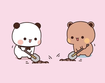 Bubu and Dudu Bear Panda Couple love PNG Images High definition, Kawaii Bubu Dudu Mega Pack Digital Pictures download gift her