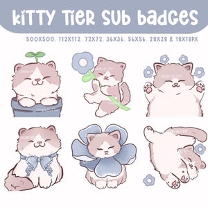 Cute Kitty Twitch Sub Badges, Cat Twitch Emotes, Kitty Emotes, Twitch Emote,Discord Sticker Emoji, YouTube Emote, instant download