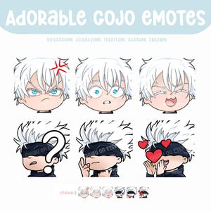 Strongest Sourcerer Emotes, Chibi Emotes, Cute Anime Twitch Emote, Discord Sticker Emoji, JJK Twitch Emotes, Streamer Emotes