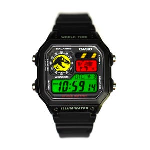 Custom Casio AE1200 "Jurassic Park" Mod: World Time Digital Watch image 1