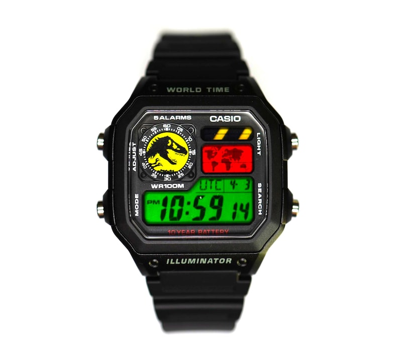 Custom Casio AE1200 "Jurassic Park" Mod: World Time Digital Watch image 1