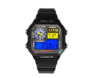Custom Casio AE1200 “Resident Evil” Mod – | World Time Digital Watch | Themed Retro Watch | Custom Gift for Gamers | Essentials