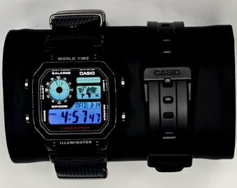 Custom Casio AE1200 “Essentials” Royale Digital Watch | Blue screen filter Modified World Time Watch