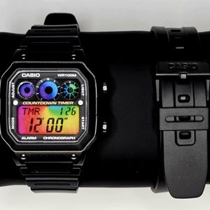 Casio AE1300WH Custom rainbow screen Watch Mod - &#39;Casio Royale&#39; Style