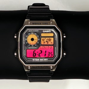 Custom Casio AE-1200 &quot;Sunset Screen&quot; Mod – World Time Digital Watch