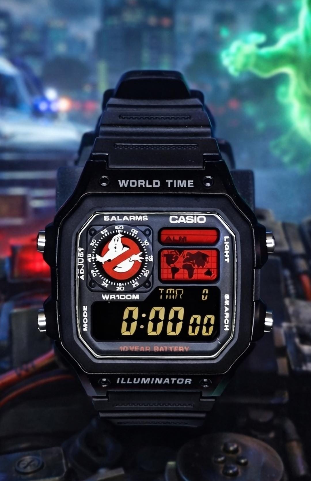 Ghostbusters Casio AE1200 Royale Mod: Custom Negative Display