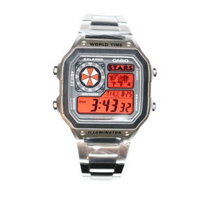 Custom Casio AE1200 “Resident Evil” Mod – | World Time Digital Watch | Themed Retro Watch | Custom Gift for Gamers | Essentials image 7
