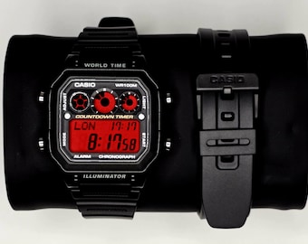 Custom Red Screen Casio AE1300WH Watch Mod - Casiomadness