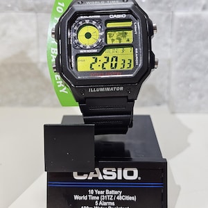 Custom Yellow Screen Casio AE1200WH: Casio Royale World Time Watch