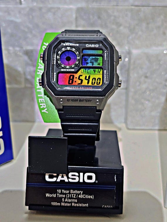 Casio Royale AE1200 Custom Rainbow Mod | World Time Digital Watch