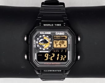 Custom Casio AE1200 “Metal Gear Soild” Mod Negative Display–| World Time Digital Watch | Retro Watch | Custom Gift for Gamers | Essentials
