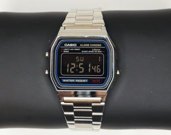 Orologio digitale Casio F91W personalizzato Mod – Schermo polarizzato negativo / Cinturino in acciaio inossidabile / Orologio retrò classico modificato