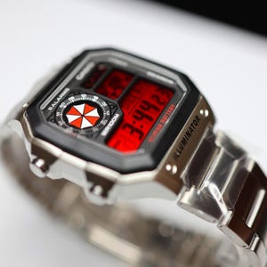 Custom Casio AE1200 “Resident Evil” Mod – | World Time Digital Watch | Themed Retro Watch | Custom Gift for Gamers | Essentials image 8