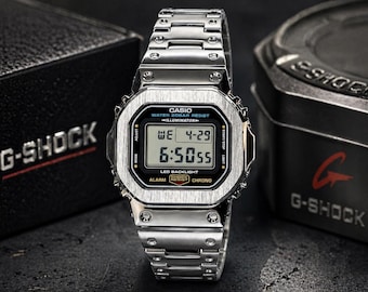 Casio G-Shock DW-5600UE Benutzerdefinierte Ganzmetalluhr | Edelstahl-Modding GShock | Langlebige Digitaluhr | Taktisches Stil Geschenk | Das Wesentliche