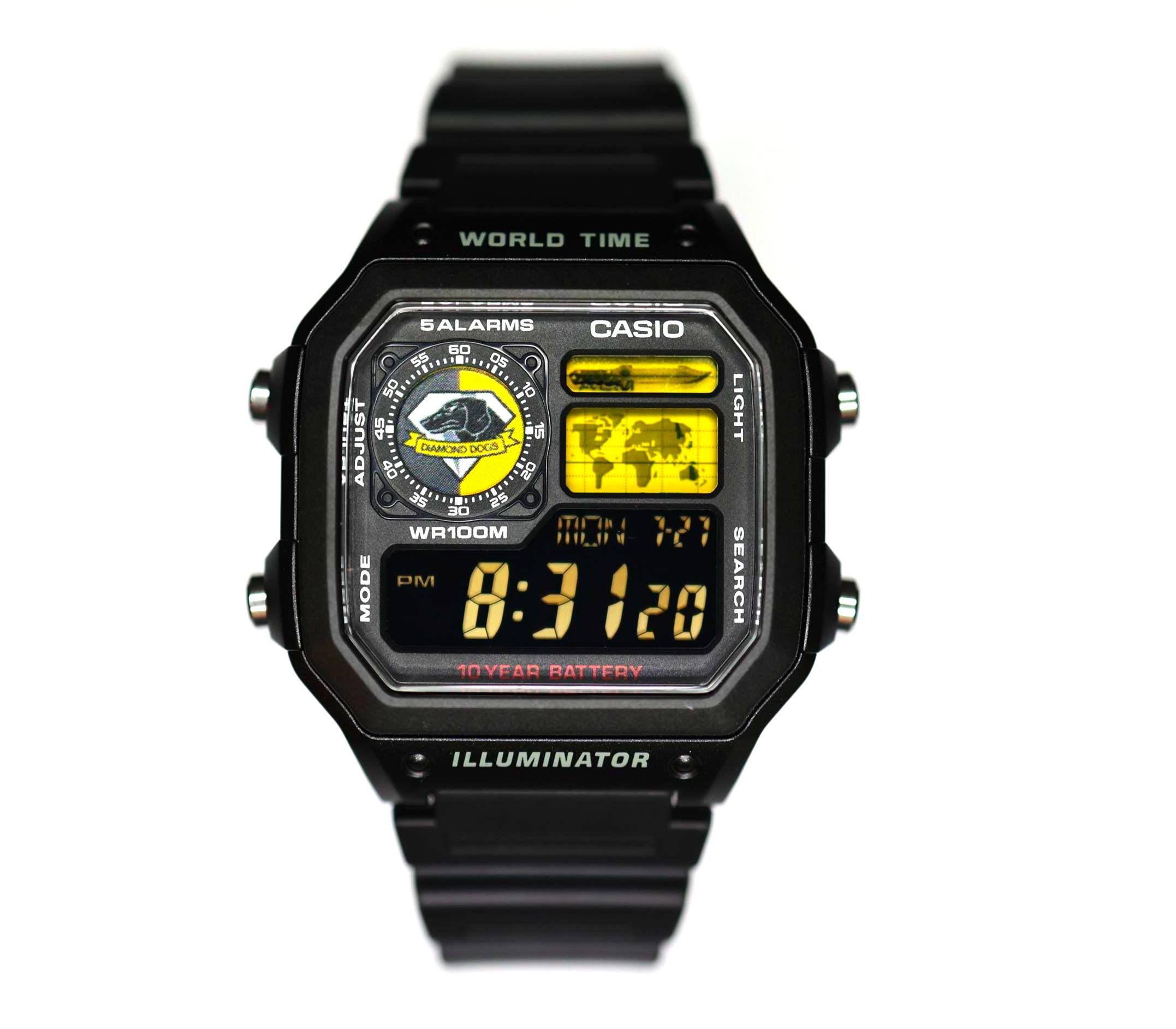 Custom Casio AE1200 “metal Gear Soild” Mod Negative Display