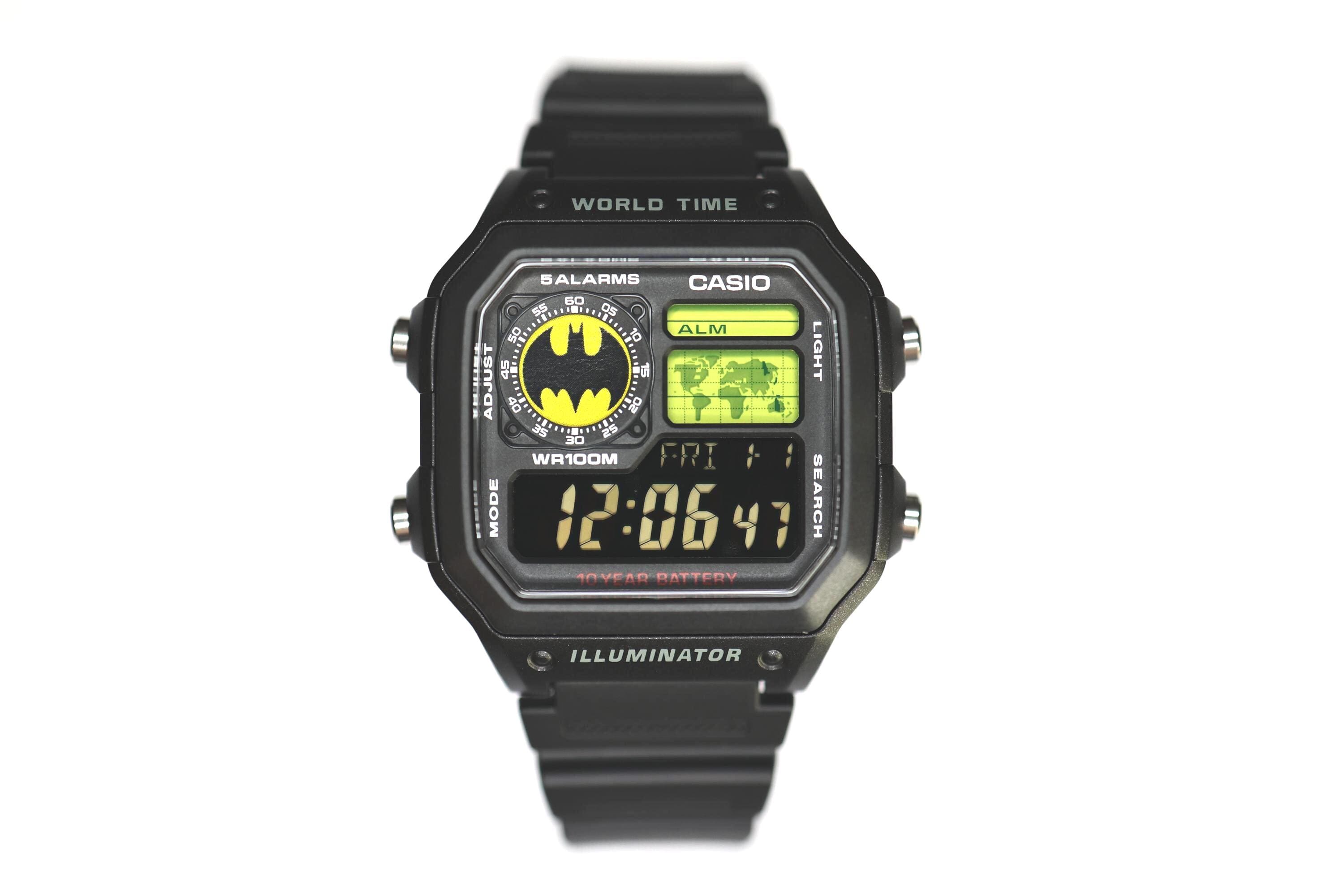 Custom Casio AE1200 Watch: Batman-inspired Yellow/black Screen Mod
