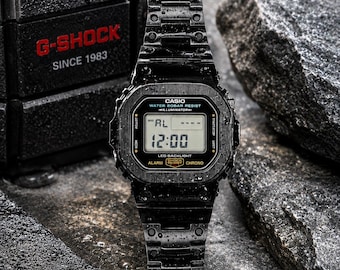 Casio G-Shock DW-5600UE Custom All Metal Watch | Stainless Steel Modded GShock | Durable Digital Watch | Tactical Style Gift | Essentials